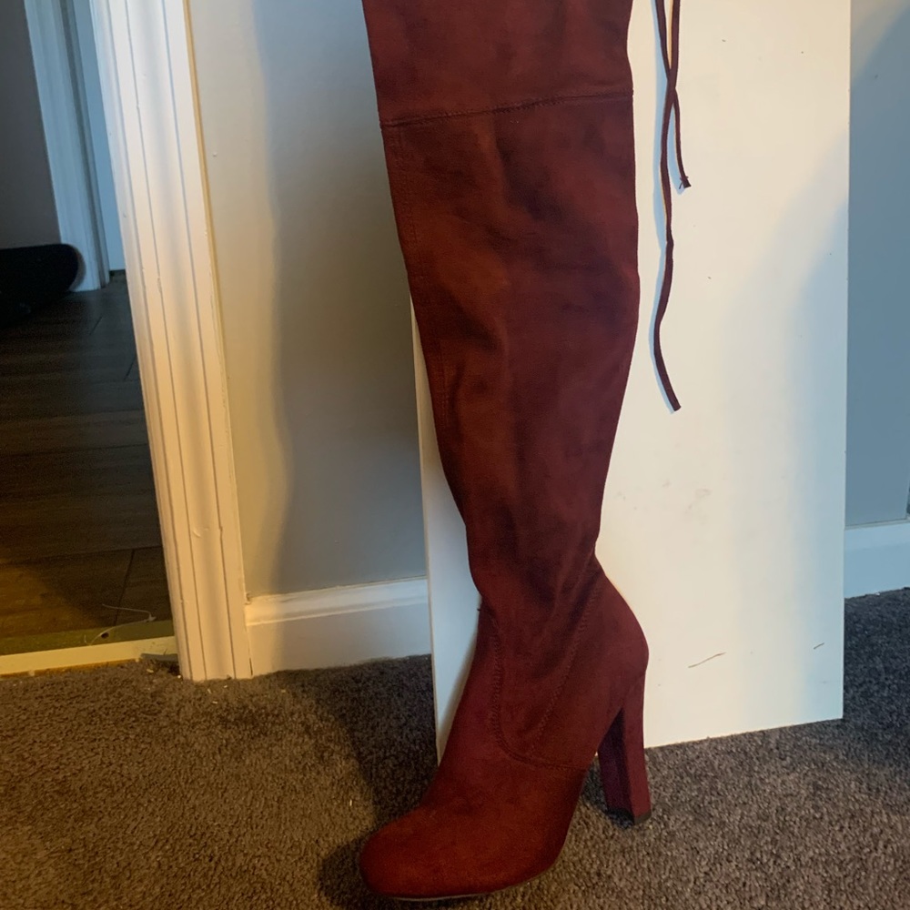Rue21 red knee high boots